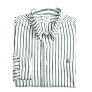 Non-Iron Slim Fit Stripe Sport Shirt - Evergreen
